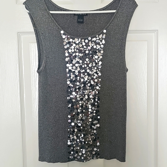 Lauren Michelle Tops - Lauren Michelle Shimmery Tank w Metallic Decorative Beading. Large. EUC